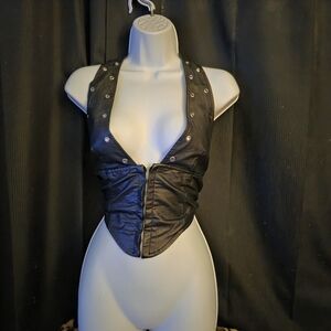 Fashion Nova Black Faux Leather Top